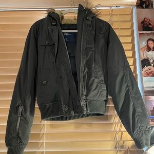 American Eagle Winter Coat with Faux Fur Trim Hood